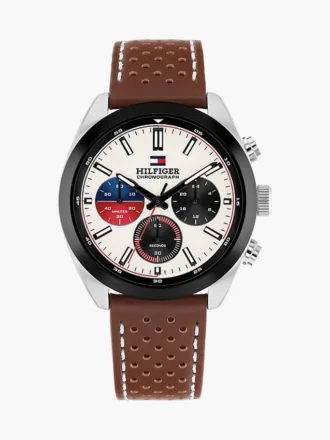40MM Leather Strap Chronograph Watch