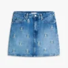 Allover Crest High-Rise Denim Mini Skirt Allover Crest High-Rise Denim Mini Skirt
