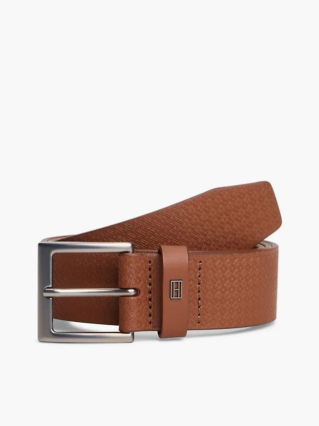Allover Flag Logo Leather Belt Allover Flag Logo Leather Belt