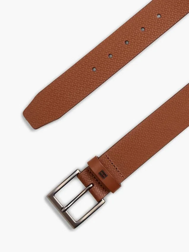 Allover Flag Logo Leather Belt Allover Flag Logo Leather Belt