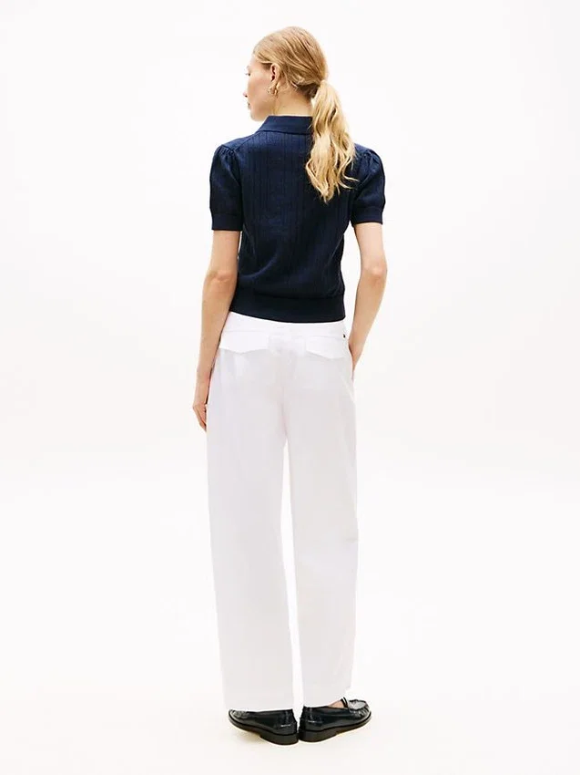 Allover Flag Logo Pointelle Sweater Polo Allover Flag Logo Pointelle Sweater Polo