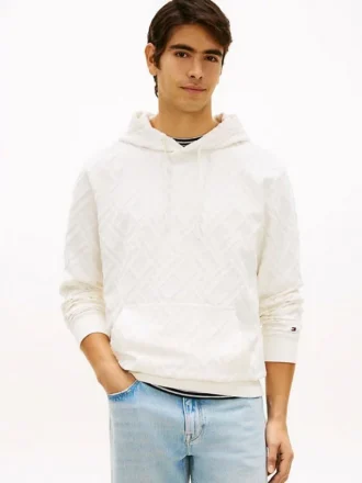 Allover Flag Logo Velour Jacquard Hoodie