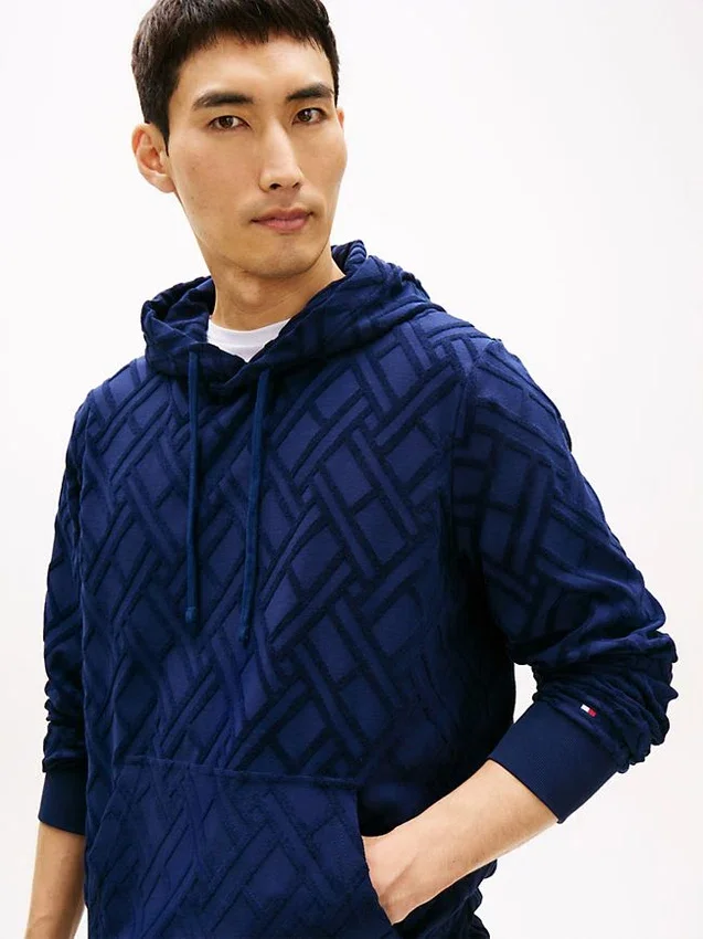 Allover Flag Logo Velour Jacquard Hoodie Allover Flag Logo Velour Jacquard Hoodie