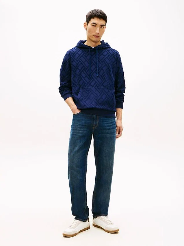 Allover Flag Logo Velour Jacquard Hoodie Allover Flag Logo Velour Jacquard Hoodie