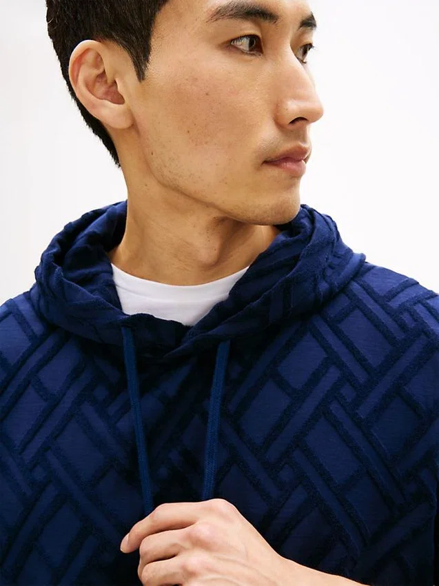 Allover Flag Logo Velour Jacquard Hoodie Allover Flag Logo Velour Jacquard Hoodie