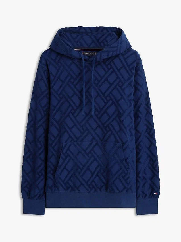 Allover Flag Logo Velour Jacquard Hoodie Allover Flag Logo Velour Jacquard Hoodie