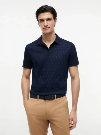 Allover Flag Print Interlock Polo