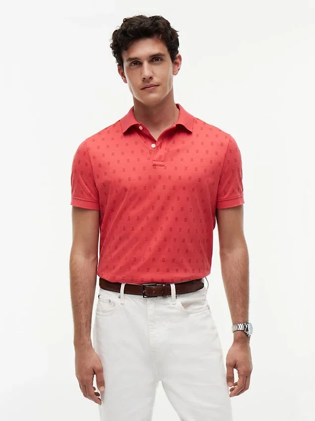 Allover Flag Print Interlock Polo Allover Flag Print Interlock Polo