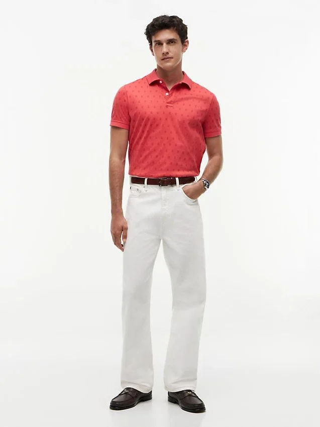 Allover Flag Print Interlock Polo Allover Flag Print Interlock Polo