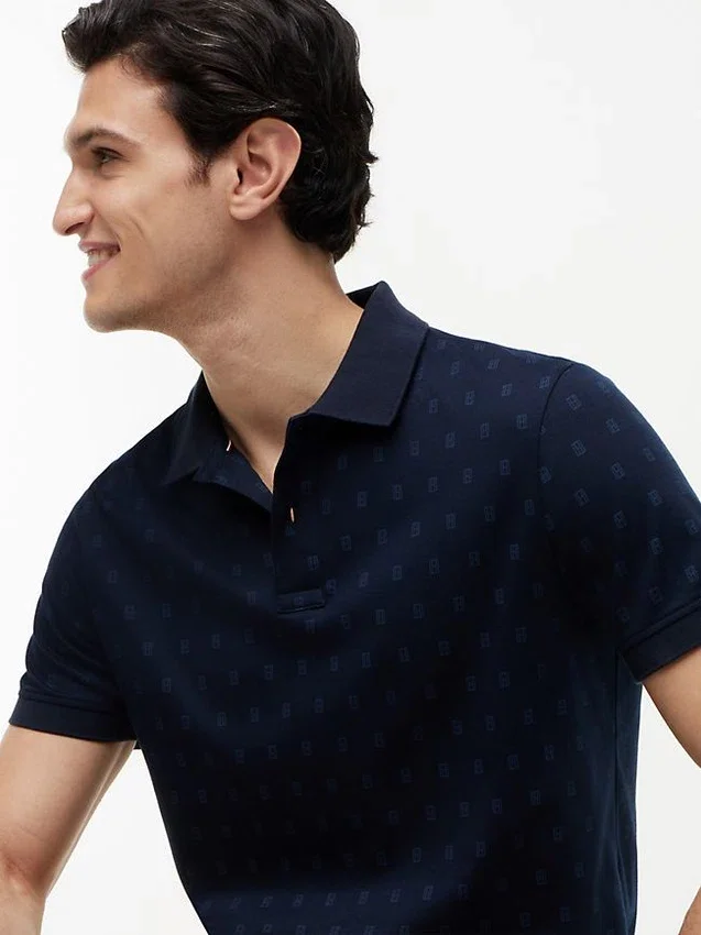 Allover Flag Print Interlock Polo Allover Flag Print Interlock Polo