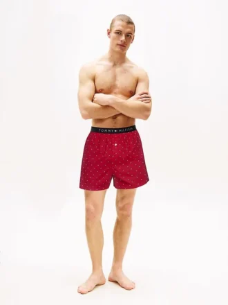 Allover Flag Print Woven Boxer