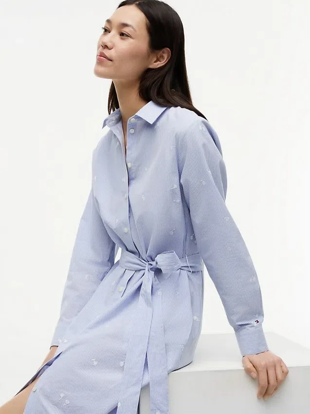 Allover Floral Striped Midi Shirtdress Allover Floral Striped Midi Shirtdress