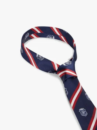 Allover Monogram Crest Striped Silk Tie
