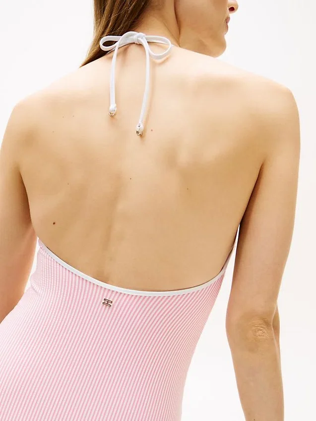 Allover Script Monogram Halter Swimsuit Allover Script Monogram Halter Swimsuit