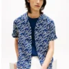 Allover Script Monogram Linen Camp Shirt Allover Script Monogram Linen Camp Shirt