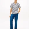 Allover Script Monogram Linen Camp Shirt Allover Script Monogram Linen Camp Shirt