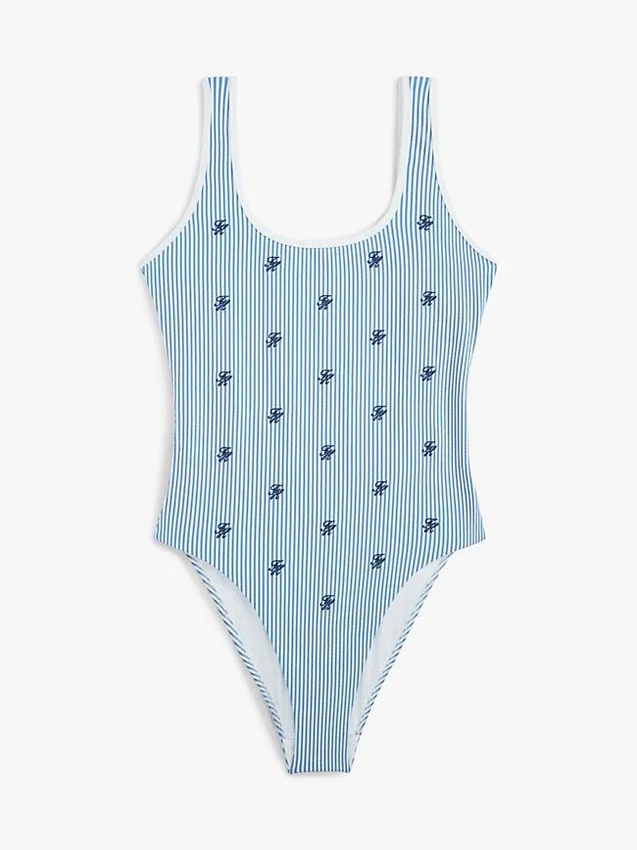 Allover Script Monogram Scoop Swimsuit Allover Script Monogram Scoop Swimsuit