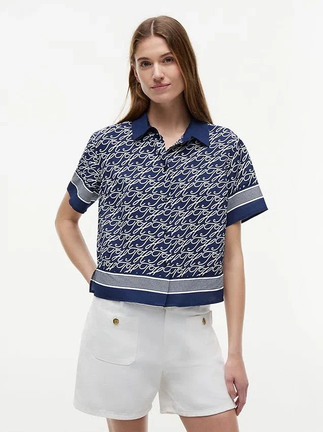 Allover Script Monogram Voile Shirt Allover Script Monogram Voile Shirt