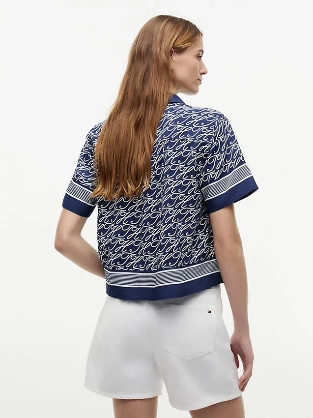 Allover Script Monogram Voile Shirt Allover Script Monogram Voile Shirt