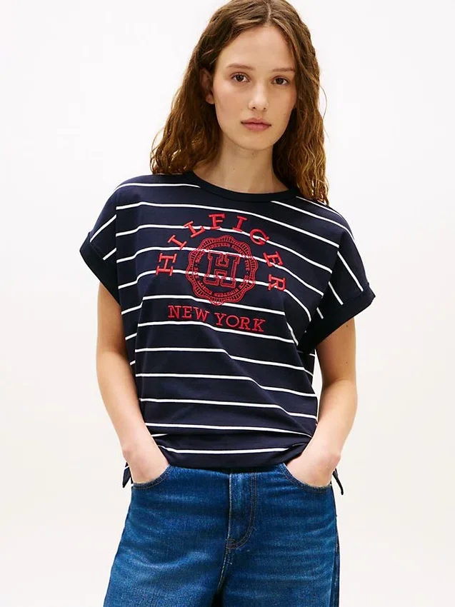 Arch Logo Striped Dolman Sleeve T-Shirt Arch Logo Striped Dolman Sleeve T-Shirt