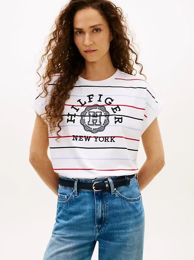 Arch Logo Striped Dolman Sleeve T-Shirt Arch Logo Striped Dolman Sleeve T-Shirt