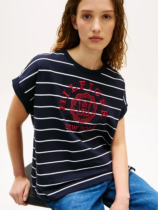 Arch Logo Striped Dolman Sleeve T-Shirt Arch Logo Striped Dolman Sleeve T-Shirt