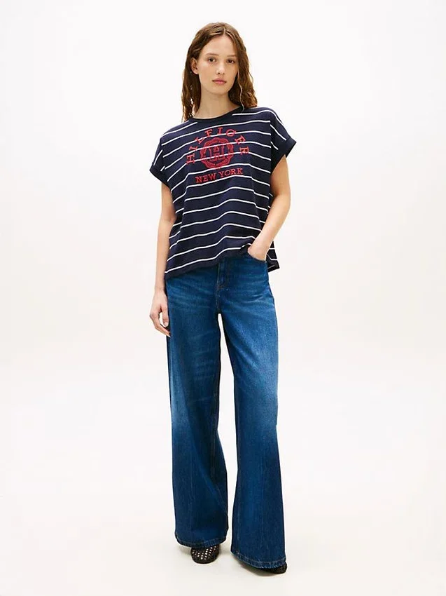 Arch Logo Striped Dolman Sleeve T-Shirt Arch Logo Striped Dolman Sleeve T-Shirt