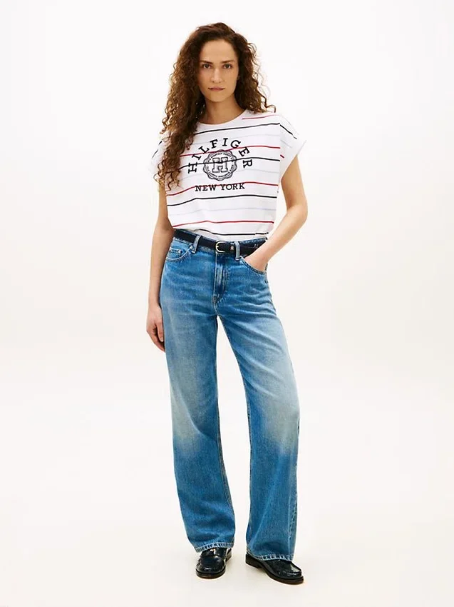 Arch Logo Striped Dolman Sleeve T-Shirt Arch Logo Striped Dolman Sleeve T-Shirt
