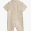 Babies’ Cable Knit Polo Shortall