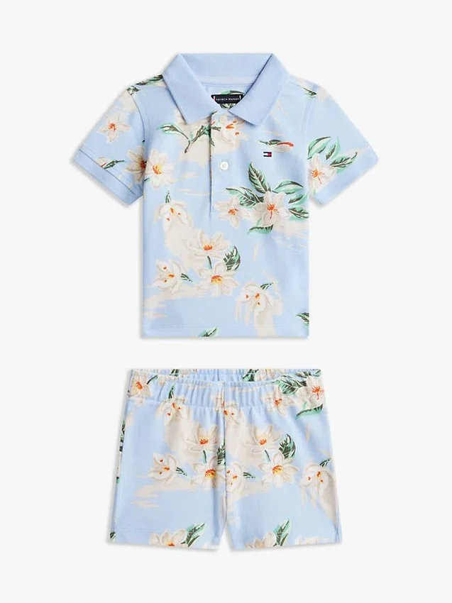 Babies’ Floral Print Polo & Short Set Babies’ Floral Print Polo & Short Set