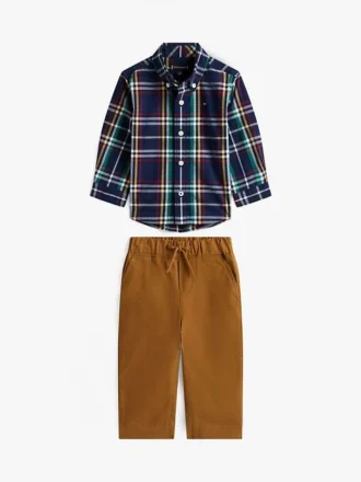 Babies’ Plaid Shirt and Pant Set