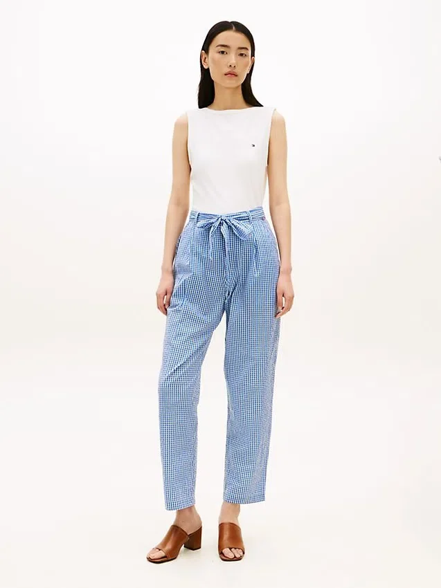 Belted Gingham Seersucker Tapered Pant Belted Gingham Seersucker Tapered Pant