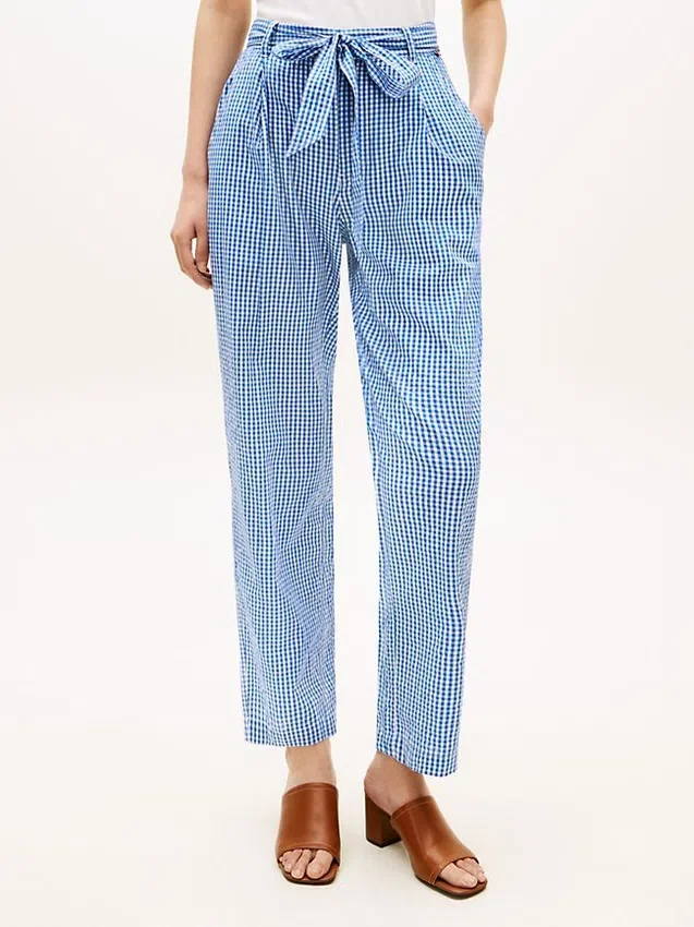 Belted Gingham Seersucker Tapered Pant Belted Gingham Seersucker Tapered Pant