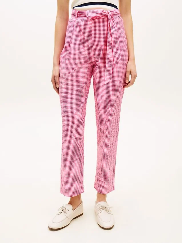 Belted Gingham Seersucker Tapered Pant Belted Gingham Seersucker Tapered Pant