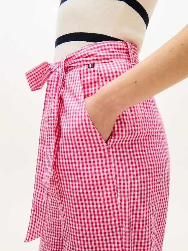 Belted Gingham Seersucker Tapered Pant Belted Gingham Seersucker Tapered Pant