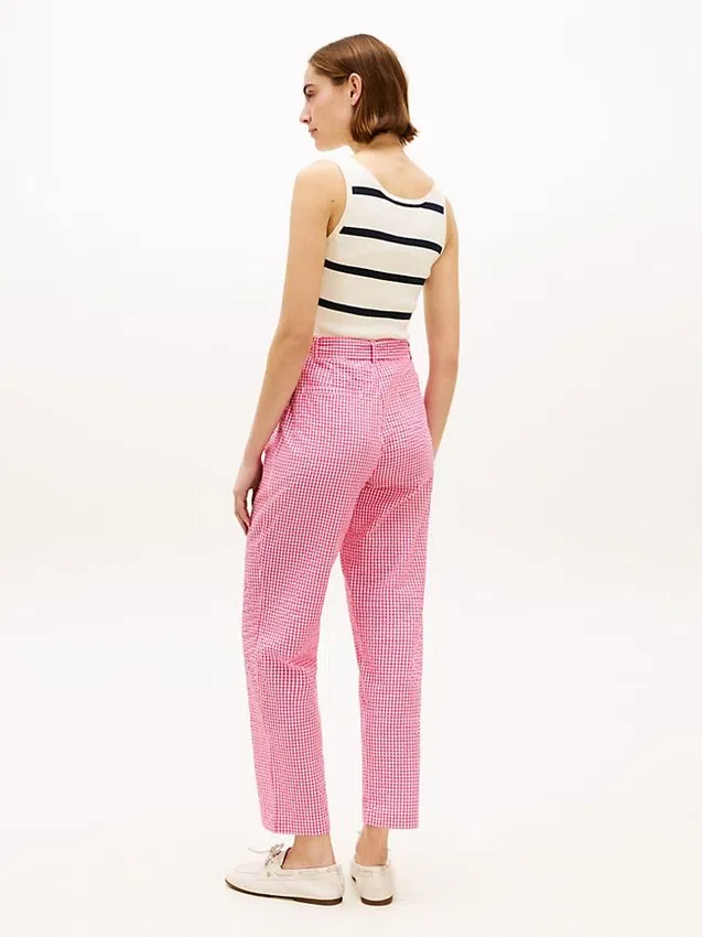 Belted Gingham Seersucker Tapered Pant Belted Gingham Seersucker Tapered Pant
