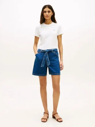 Belted High-Rise Denim Short