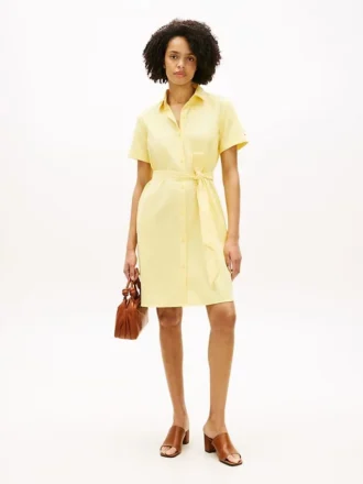Belted Linen-Cotton Blend Shirtdress