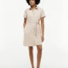 Belted Linen-Cotton Blend Shirtdress