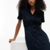 Belted Linen-Cotton Blend Shirtdress