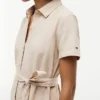 Belted Linen-Cotton Blend Shirtdress