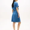 Belted Medium-Wash Denim Shirtdress