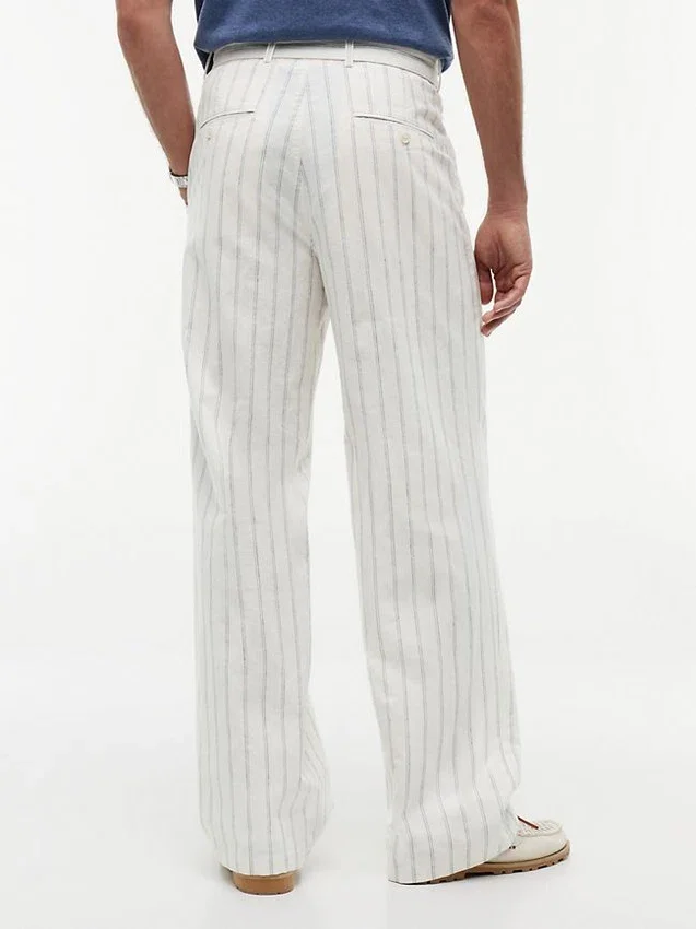 Belted Striped Cotton-Linen Blend Pant Belted Striped Cotton-Linen Blend Pant