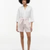 Belted Striped Linen-Blend Short Belted Striped Linen-Blend Short