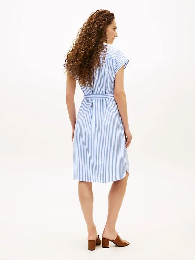 Belted Striped Poplin Shirtdress Belted Striped Poplin Shirtdress