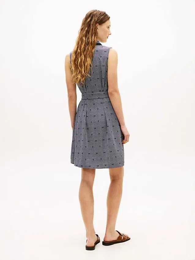 Belted TH Grid Print Crepe Shirtdress Belted TH Grid Print Crepe Shirtdress