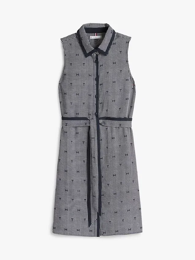 Belted TH Grid Print Crepe Shirtdress Belted TH Grid Print Crepe Shirtdress