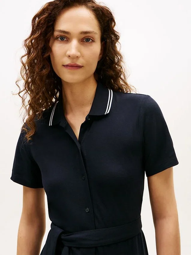 Belted Tipped Midi Polo Dress Belted Tipped Midi Polo Dress