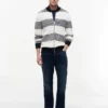 Block Stripe Zip Cardigan Block Stripe Zip Cardigan