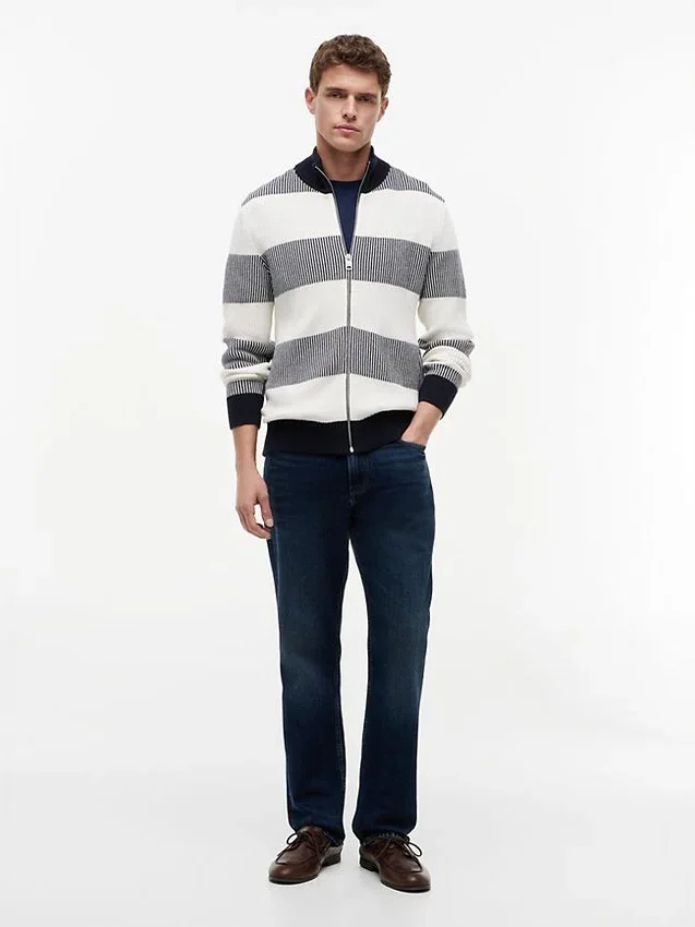 Block Stripe Zip Cardigan Block Stripe Zip Cardigan